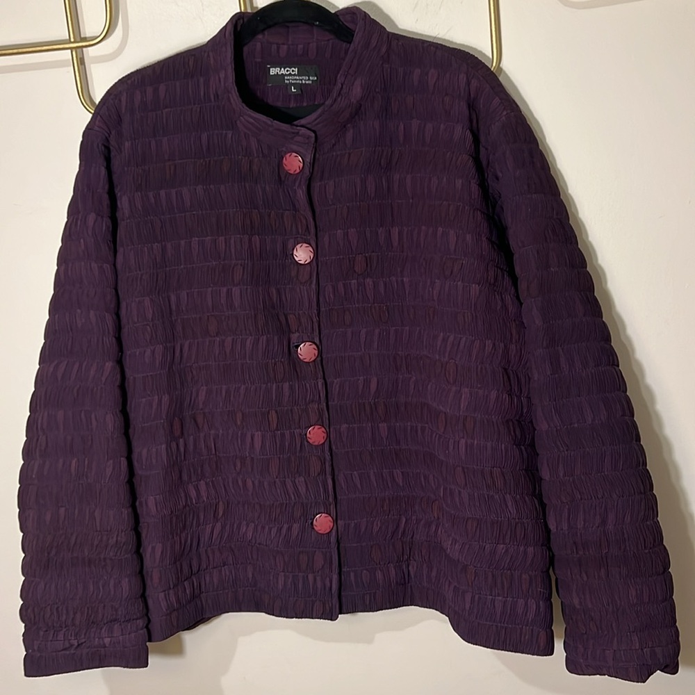 Pamela Bracci sz Large Handpainted Silk Purple Jacket